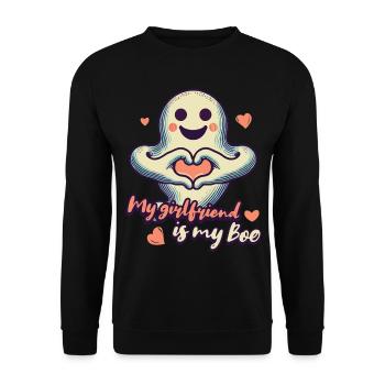 My girlfriend is my boo ghost love - Unisex Sweatshirt - black - Front - Alina (178cm) & Michal (187cm)