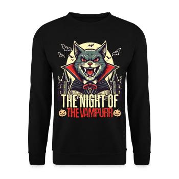 Vampire Cat Night of the Vampurr - Unisex Sweatshirt - black - Front - Alina (178cm) & Michal (187cm)
