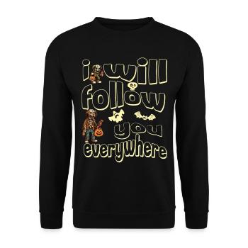 Halloween Skelett I Will Follow You - Unisex Pullover - Schwarz - Vorne - Alina (178cm) & Michal (187cm)