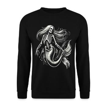 Skeleton Mermaid Mystic Ocean Art - Unisex Sweatshirt - black - Front - Alina (178cm) & Michal (187cm)