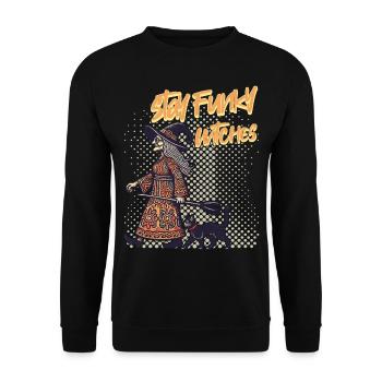 Lustiger Hexen Spruch Katzenliebhaber Hexe - Unisex Pullover - Schwarz - Vorne - Alina (178cm) & Michal (187cm)