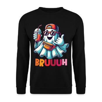 Ghost with Broth Attitude for Cool Ghosts - Unisex Sweatshirt - black - Front - Alina (178cm) & Michal (187cm)