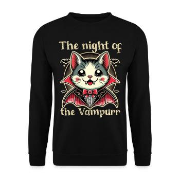 Kawaii Vampire Cat Night Of The Vampire - Unisex Sweatshirt - black - Front - Alina (178cm) & Michal (187cm)