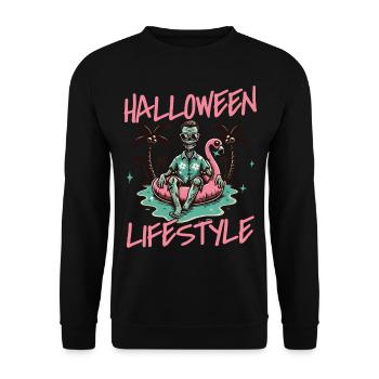 Halloween Lifestyle Cool Zombie Pool Party - Unisex Sweatshirt - black - Front - Alina (178cm) & Michal (187cm)