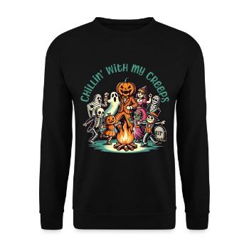 Halloween fun with my creeps - Unisex Sweatshirt - black - Front - Alina (178cm) & Michal (187cm)