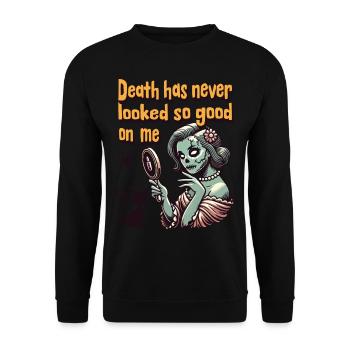 Death suits me so well creepy charm - Unisex Sweatshirt - black - Front - Alina (178cm) & Michal (187cm)