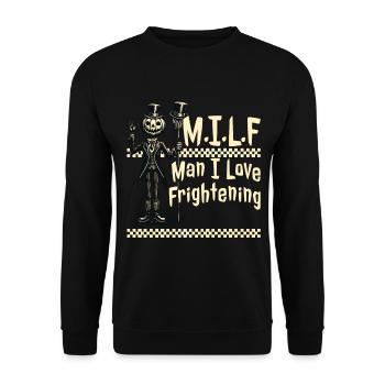 Gruseliges Kürbis Halloween Spaß - Unisex Pullover - Schwarz - Vorne - Alina (178cm) & Michal (187cm)