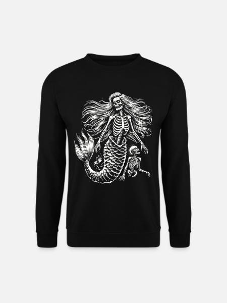 Mystical Skeleton Mermaid Art - Unisex Sweatshirt - black