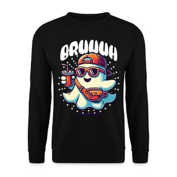 Gespenst Mit Bruuuh Für Coole Vibes - Unisex Pullover - Schwarz - Vorne - Alina (178cm) & Michal (187cm)