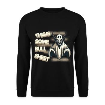 Lustiger Geisterbulle Mit Humorvollen Spruch - Unisex Pullover - Schwarz - Vorne - Alina (178cm) & Michal (187cm)