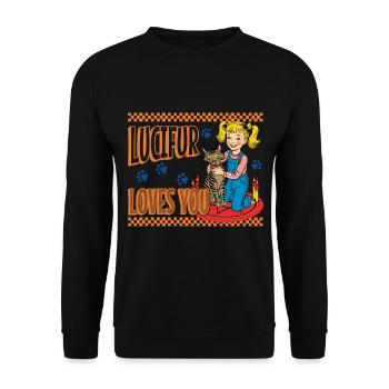 Lucifur vous aime amis les chats - Sweat-shirt Unisexe - noir - Devant - Alina (178cm) & Michal (187cm)