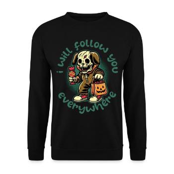 Effrayant Halloween squelette chien harceleur - Sweat-shirt Unisexe - noir - Devant - Alina (178cm) & Michal (187cm)