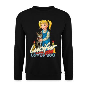 Lucifur Loves You Cat Humor - Unisex Sweatshirt - black - Front - Alina (178cm) & Michal (187cm)