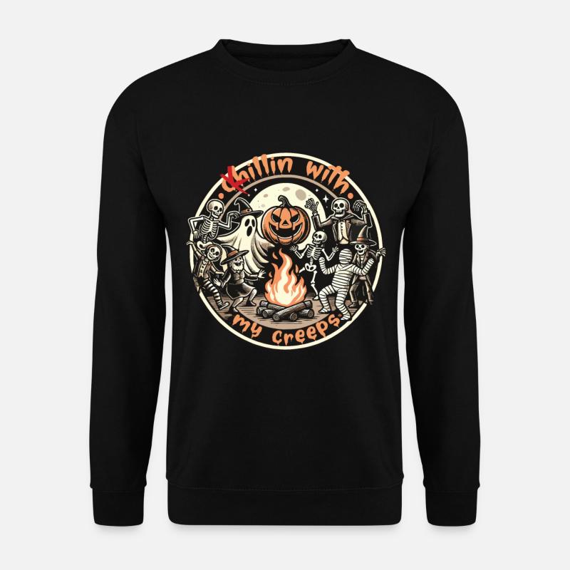 Chillin With My Creeps Lagerfeuer Party - Unisex Pullover - Schwarz
