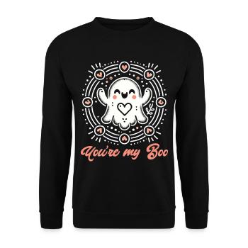 Tu es mon boo Mignon Ghost Design - Sweat-shirt Unisexe - noir - Devant - Alina (178cm) & Michal (187cm)