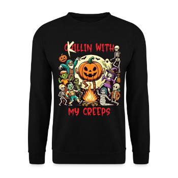 Halloween fun with your creeps - Unisex Sweatshirt - black - Front - Alina (178cm) & Michal (187cm)