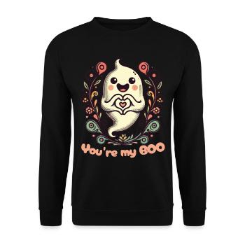 Du Bist Mein Boo Geist Liebe - Unisex Pullover - Schwarz - Vorne - Alina (178cm) & Michal (187cm)