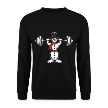 Kraftvoller Schneemann Weihnachten Fitness - Unisex Pullover - Schwarz - Vorne - Alina (178cm) & Michal (187cm)