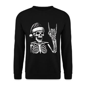 Squelette avec des rochers de chapeau de Père Noël - Sweat-shirt Unisexe - noir - Devant - Alina (178cm) & Michal (187cm)