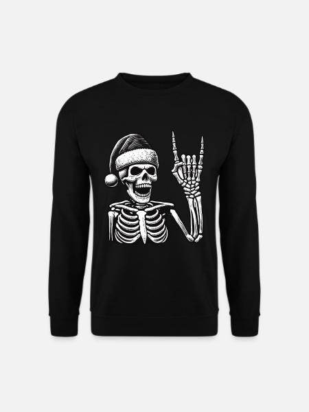 Skeleton With Santa Hat Rocks - Unisex Sweatshirt - black