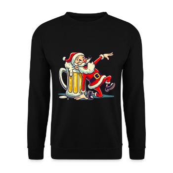 Fröhlicher Weihnachtsmann Mit Bierkrug - Unisex Pullover - Schwarz - Vorne - Alina (178cm) & Michal (187cm)
