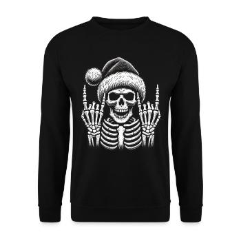 Skeleton Christmas Hat Skirt - Unisex Sweatshirt - black - Front - Alina (178cm) & Michal (187cm)