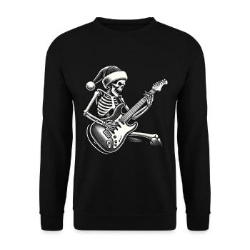 Guitare squelette rock avec chapeau de père Noël - Sweat-shirt Unisexe - noir - Devant - Alina (178cm) & Michal (187cm)