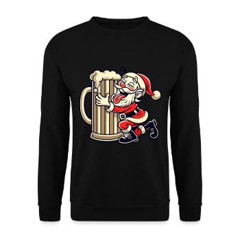 Santa Claus hugging giant beer glass - Unisex Sweatshirt - black - Front - Alina (178cm) & Michal (187cm)