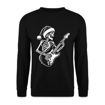 Rocking Christmas Skeleton Guitarist - Unisex Sweatshirt - black - Front - Alina (178cm) & Michal (187cm)