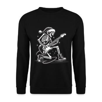 Squelette Noël Rocker avec guitare électrique - Sweat-shirt Unisexe - noir - Devant - Alina (178cm) & Michal (187cm)