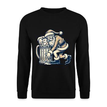 Drunk Santa Claus with beer mug - Unisex Sweatshirt - black - Front - Alina (178cm) & Michal (187cm)
