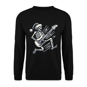 Squelette avec chapeau de Père Noël Rocks Guitare - Sweat-shirt Unisexe - noir - Devant - Alina (178cm) & Michal (187cm)