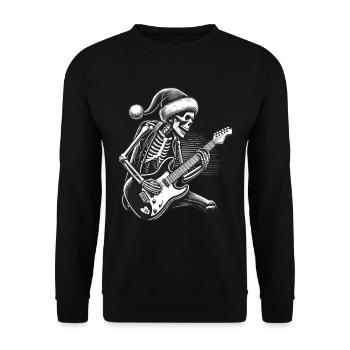 Guitariste squelette Rock N Roll de Noël - Sweat-shirt Unisexe - noir - Devant - Alina (178cm) & Michal (187cm)