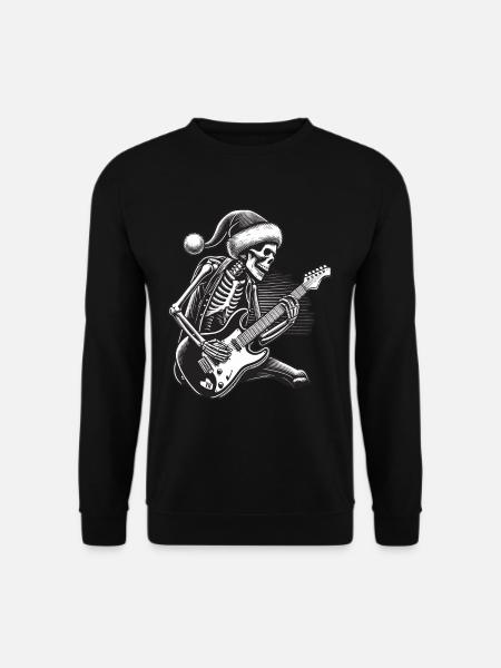 Weihnachtlicher Rock N Roll Skelett-Gitarrist - Unisex Pullover - Schwarz