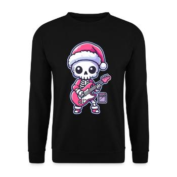 Christmas Rocking Skeleton Motif - Unisex Sweatshirt - black - Front - Alina (178cm) & Michal (187cm)