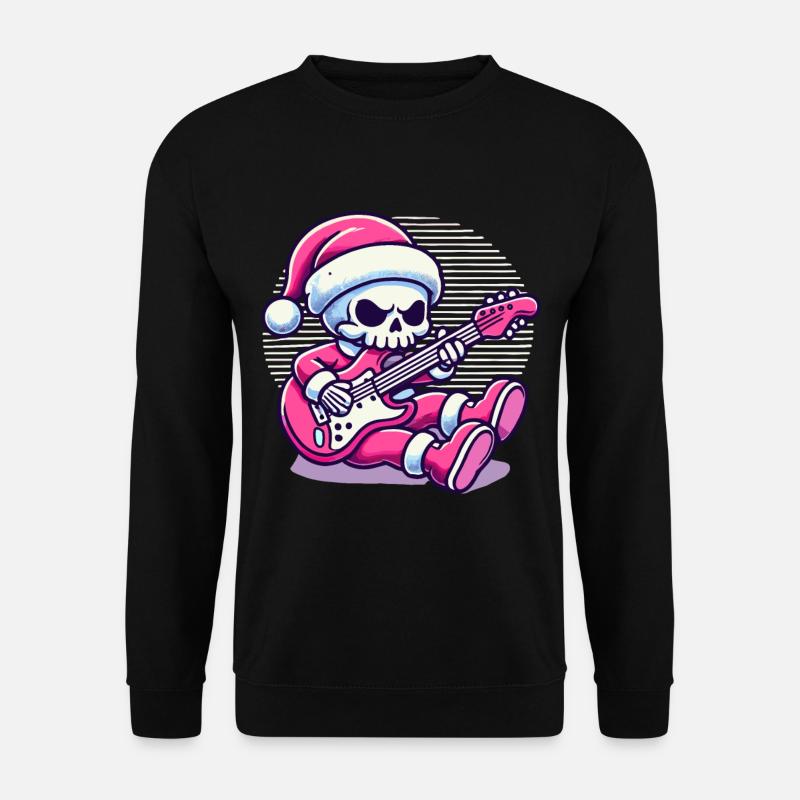 Weihnachtlicher Skelett-Gitarrist Rockt - Unisex Pullover - Schwarz