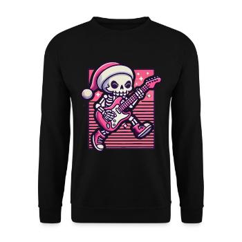 Christmas Skeleton Guitarist Rocks - Unisex Sweatshirt - black - Front - Alina (178cm) & Michal (187cm)