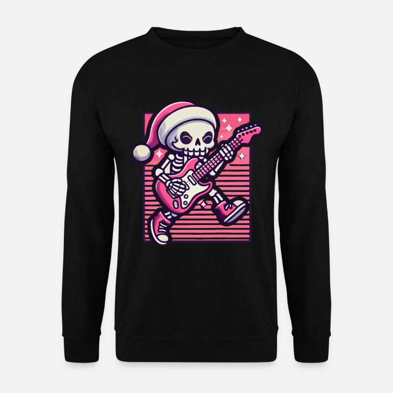 Christmas Skeleton Guitarist Rocks - Unisex Sweatshirt - black