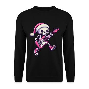 Squelette Avec Guitare Et Chapeau De Père Noël Roches - Sweat-shirt Unisexe - noir - Devant - Alina (178cm) & Michal (187cm)