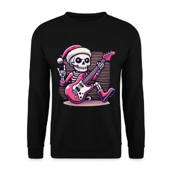 Christmas Skeleton Guitarist Rocks - Unisex Sweatshirt - black - Front - Alina (178cm) & Michal (187cm)