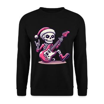 Christmas Skeleton Rock Guitarist - Unisex Sweatshirt - black - Front - Alina (178cm) & Michal (187cm)