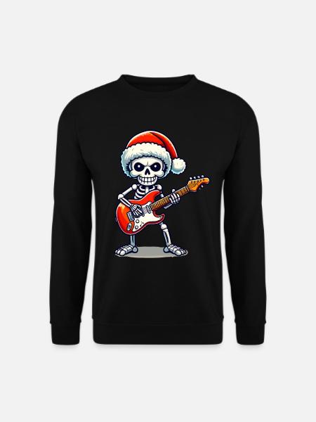 Christmassy skeleton guitarist rocks - Unisex Sweatshirt - black