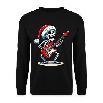 Christmas skeleton with electric guitar rocks - Unisex Sweatshirt - black - Front - Alina (178cm) & Michal (187cm)