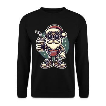 Hipster Santa Claus With Drink - Unisex Sweatshirt - black - Front - Alina (178cm) & Michal (187cm)