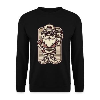 Snob Santa Claus with coffee - Unisex Sweatshirt - black - Front - Alina (178cm) & Michal (187cm)