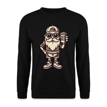 Snob Santa Claus With Coffee Cool - Unisex Sweatshirt - black - Front - Alina (178cm) & Michal (187cm)
