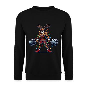 Noël Renne Bodybuilder Humour - Sweat-shirt Unisexe - noir - Devant - Alina (178cm) & Michal (187cm)