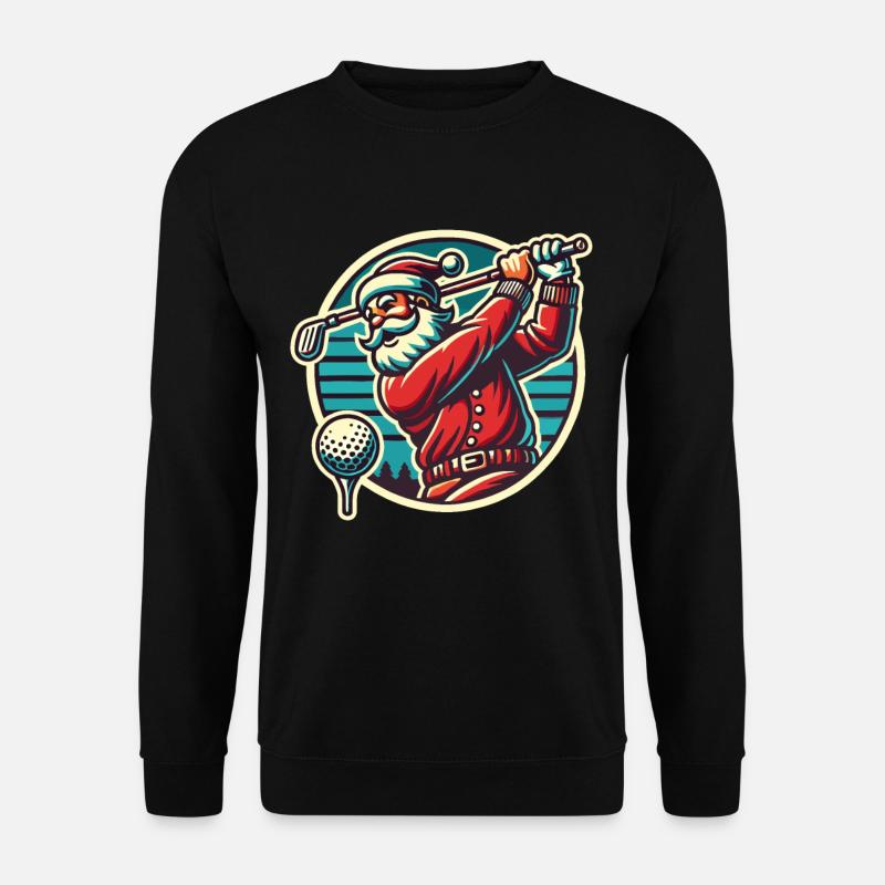 Golfspielender Weihnachtsmann Retro Stil - Unisex Pullover - Schwarz