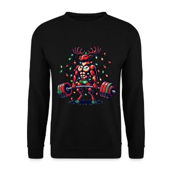 Noël Entraînement musculaire Renne Bodybuilder - Sweat-shirt Unisexe - noir - Devant - Alina (178cm) & Michal (187cm)