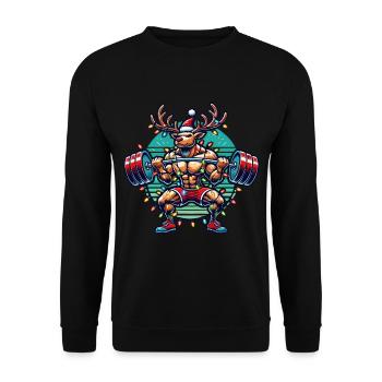 Noël Bodybuilder Renne Muscle Power - Sweat-shirt Unisexe - noir - Devant - Alina (178cm) & Michal (187cm)